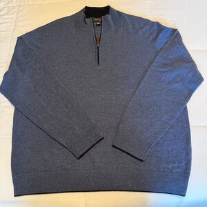 Kirkland Signature XL Merino Wool Quarter Zip  Men’s Blue Lightweight Knit